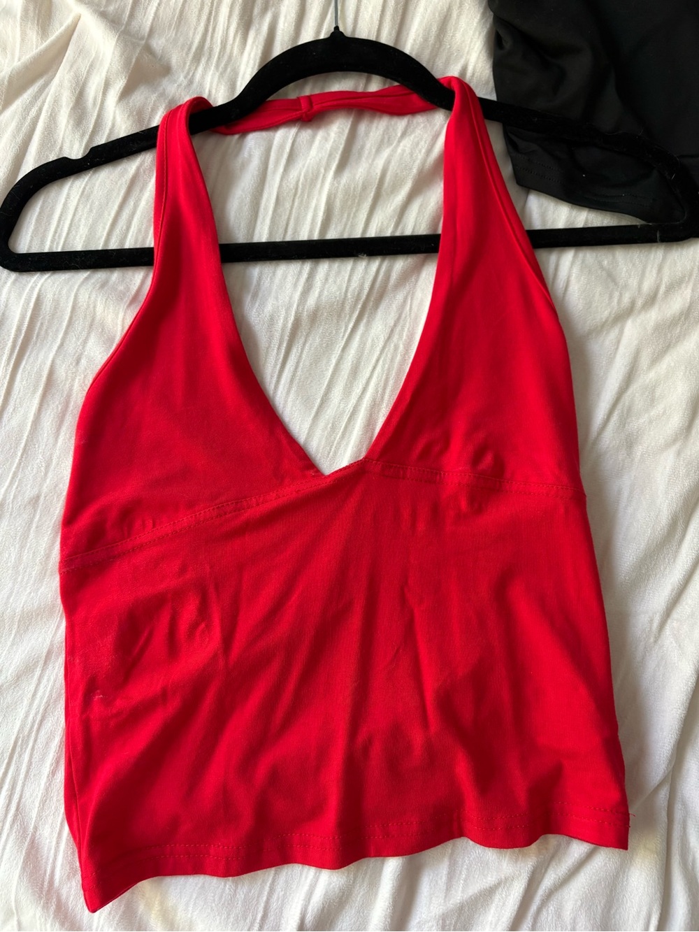 SHEIN Red Halter V-Neck Tank Top